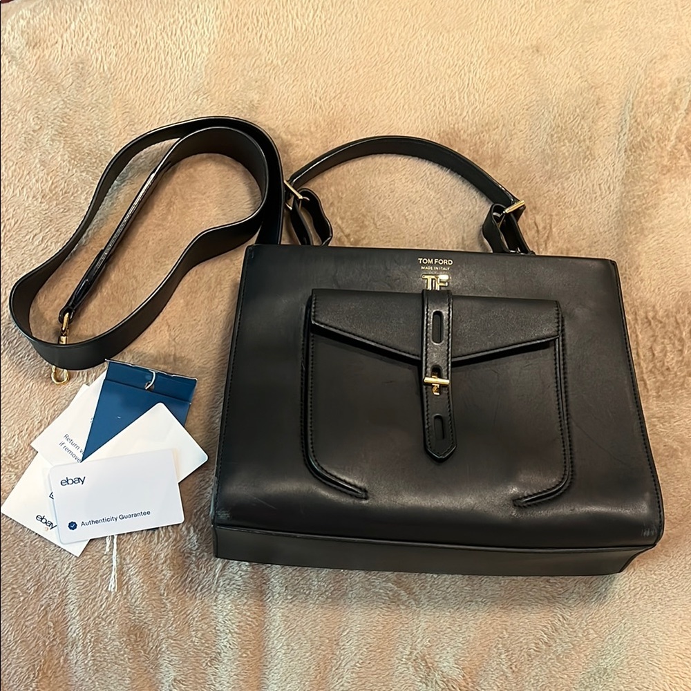 Tom Ford BlackLeather Twist tote